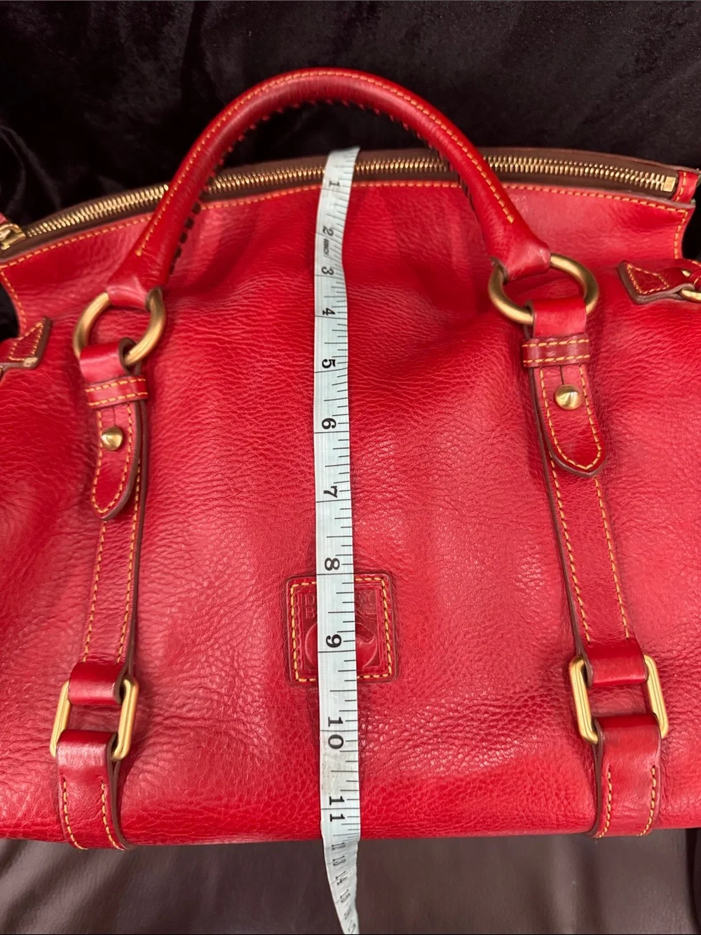 Dooney & Bourke Red Large Florentine Leather Satchel with Gold Hardware